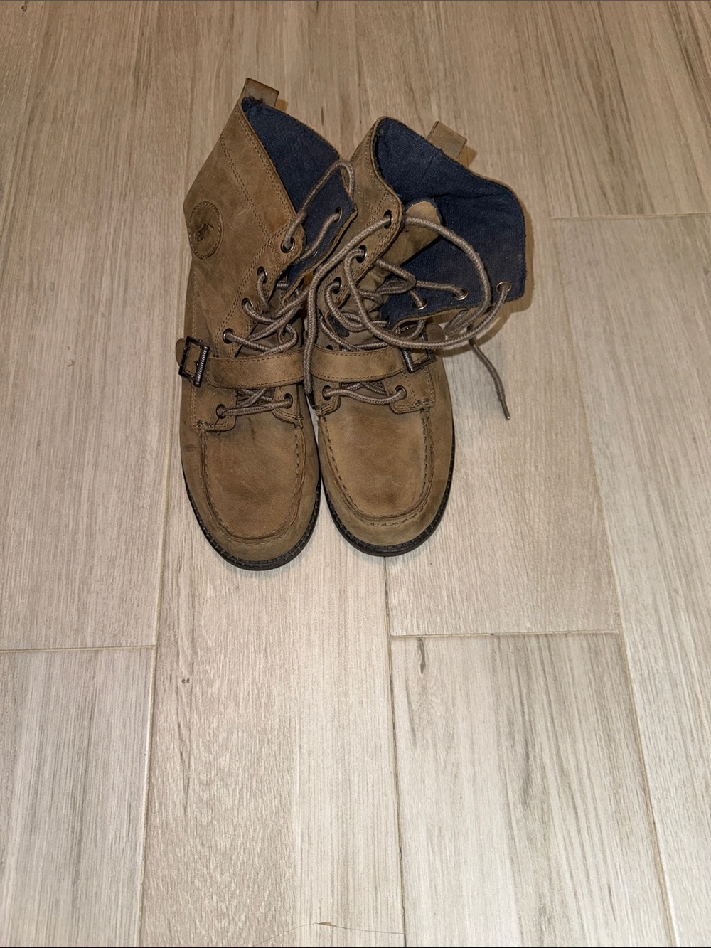 Ralph Lauren Tan Suede Lace-Up Ankle Boots